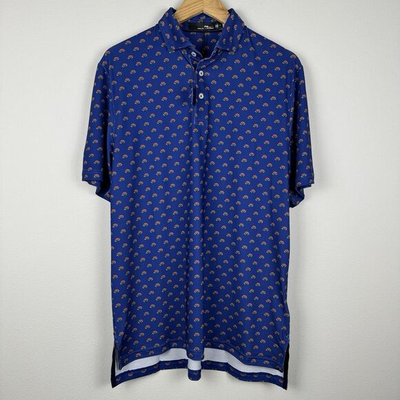 RLX Ralph Lauren Polo Men's Medium Blue Floral Golf Performance Stretch Wicking - Picture 2 of 6